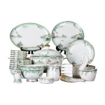 60pcs High Quality Fine Bone China round decal home use ceramic kitchen dinnerware sets