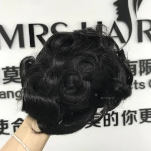 8x10 Inches 100% Virgin Remy Black Human Black Hair Wig Replacement Swiss Full French Lace Frontal Human Hair Toupee