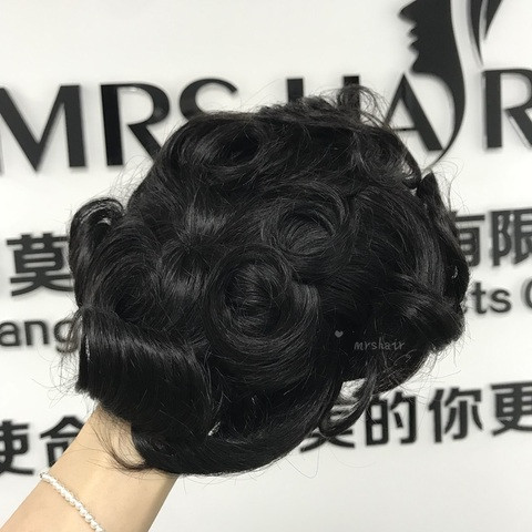 8x10 Inches 100% Virgin Remy Black Human Black Hair Wig Replacement Swiss Full French Lace Frontal Human Hair Toupee