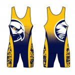 95% polyester 5% spandex 260gsm lycra fabric wholesale men custom sublimation printing wrestling singlet