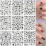 9PCS White night light nail sticker Halloween skeleton ghost nail sticker ghost spider web sticker for nail art