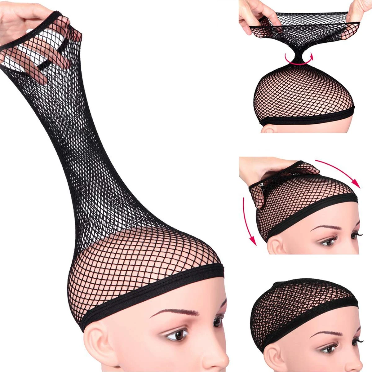 adjustable ventilated wig cap for wig elastic band mesh hair stocking net cap making wig hair net cap