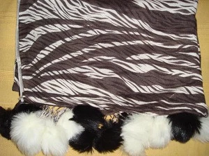African Safari / Animal Print Shawls & Scarves With Fur Balls