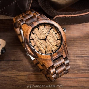 Amazon cross border hot mens business watch Japan imported quartz watch fashion creative butterfly buckle Wood Watch