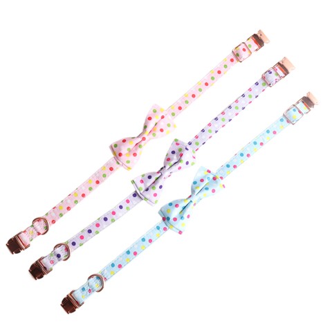 Amigo New Design Colorful Dots Pet Collar Rose Gold Metal Buckle Personalized Bowknot Bow Tie Puppy Dog Collars