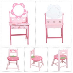 Baby Makeup Simulation Princess Dresser Wooden Child Girl Play House Toy