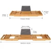Bamboo Bathtub Tray Bath Table Adjustable Caddy Tray with Extending Sides, Cellphone Tray and Wineglass Holder