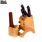Bamboo Knife Block Stand Holder Knife set Storage Organizer for Kitchen