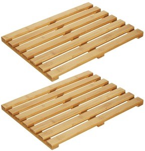 Bamboo Non-Slip Rectangular Spa Bath Mat for Bathroom Showers, Bathtubs, Floors