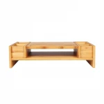 Bamboo Wood Monitor Stand Computer Riser with Storage Organizer Office Desk Laptop Cellphone TV Printer Desktop Container