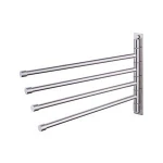 Bath Towel Holder Swing Out Towel Bar SUS 304 Stainless Steel Bathroom Hand Towel Rack 4-Bar Folding Arm Swivel Hanger Wall Moun