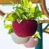 Best sell geometric ball shaped planters half wall flower pots planter wicker hanging basket