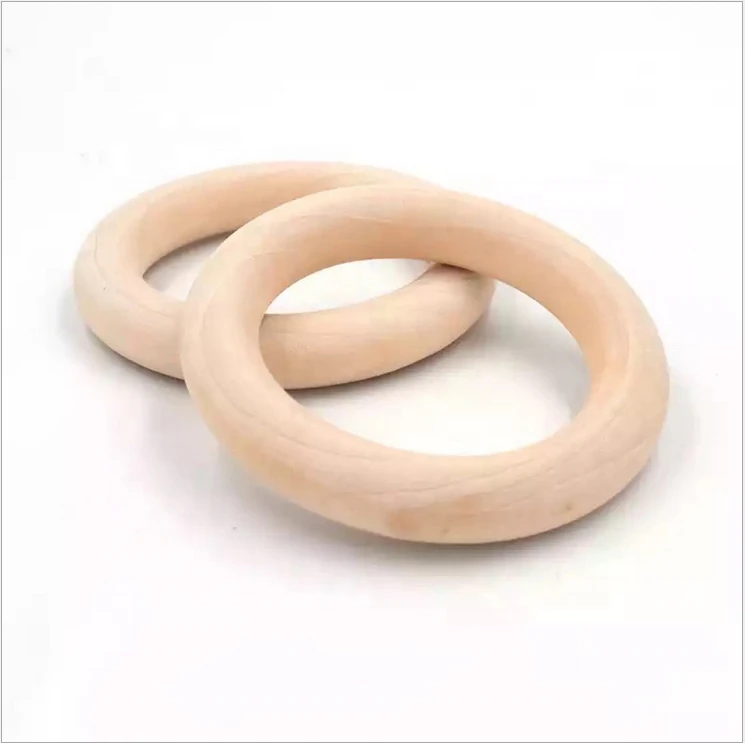 Best seller Customized Logo Natural Wooden Round Baby Teething Circle Cherry Wood Rings