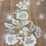 Best Service Embroidery Fabric White Wedding Dress Embroidered Lace Fabric for Wedding Dress