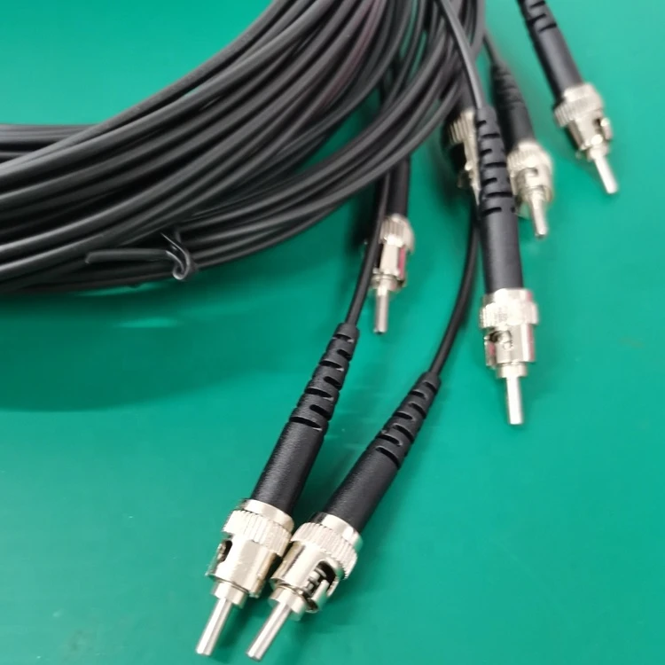 Black Cable Industrial Fiber Optic Patch Cord  ST-ST Jumper