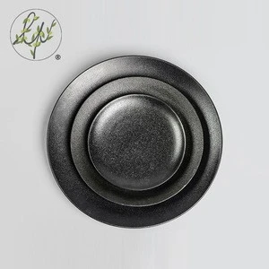 Black Ceramic Stoneware Metal Glaze Dot Vegetable Holder Dish