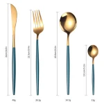 Black Golden 4 pcs Stainless Steel Flatware Set Cutlery Flat Portugal PP Bag Packing