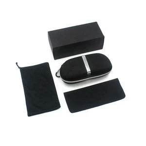 Black Sunglasses Case Box Pouches Cleaning Cloth Eyewear Packaging