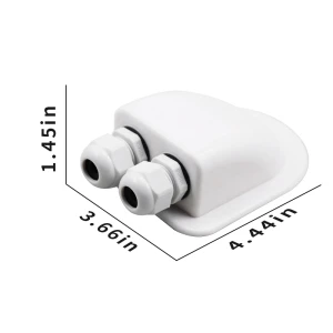 Boat Part Accessories Marine RV White Stand Roof Duct Cable Entry Double Hole Round Junction Box