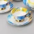 Import bone china factory hot sale colorful flower with golden rim coffee set tea set color design decal plates from China