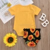 Boutique Children Outfits Fashion 2 Pieces Baby Clothing Set Sunflower Girl Short Set