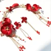 Bridal red headdress Chinese flower headband wedding hair accessory