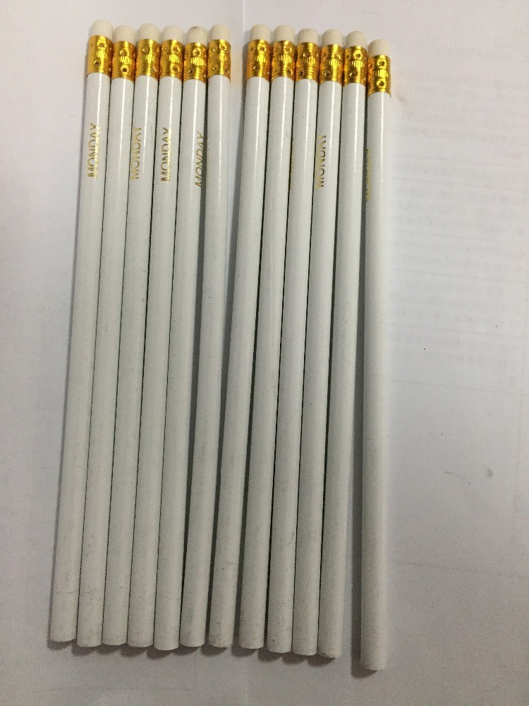 bulk customs white HB pencils with eraser