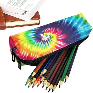 Canvas Tie Dye Office Pencil Bag Wholesale Fashion Canvas Zipper Women Tie Dye Office Rainbow Pencil Bag