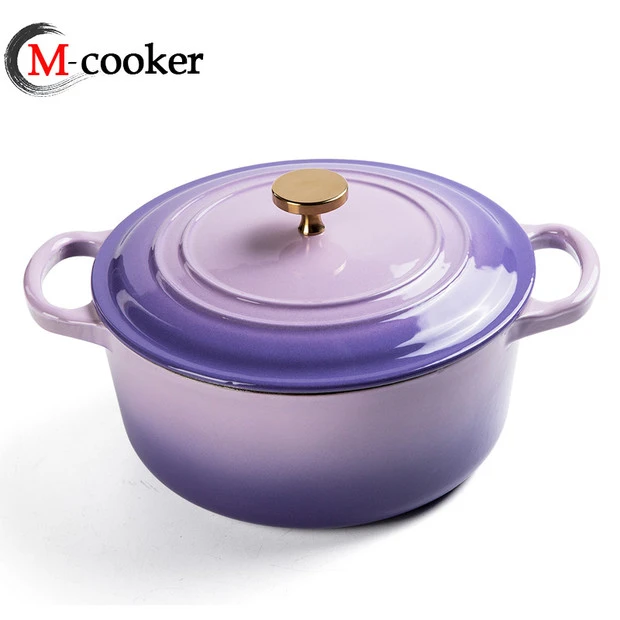 Cast iron enameled two handles cookware stock pot food warmer casserole dish