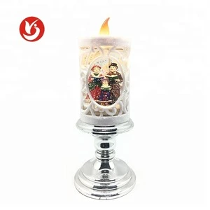 Cheap and High quality acrylic LED Christmas Decorations Craft Candle with Liquid