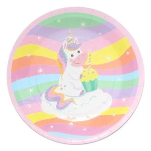 Cheep Cartoon Unicorn Theme Birthday Event Party Supplies Paper Tableware Set Cup Plate
