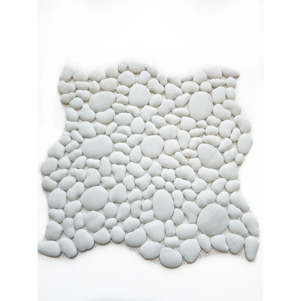 China factory White River marble look enamel Bathroom Decorative recycled Glass Pebble Mosaic Tile for wall