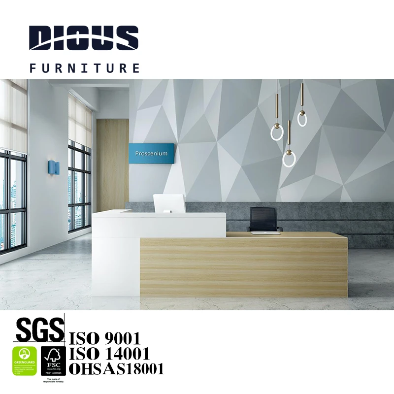 China supplier modern luxury design office furniture front reception counter desk front 2.4m desk reception