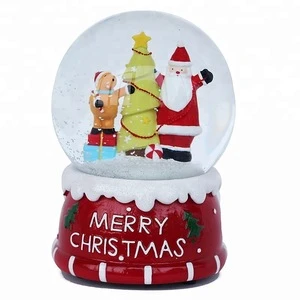 Christmas Gift Music Snow Globe Resin Crafts Funny Children Gifts Snowball Christmas Decoration Water Globe 100mm