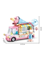 City Street View Building Blocks Food Car Food Truck Model Ice Cream Burger Milk Tea Pizza DIY Bricks Store Building Blocks Toys