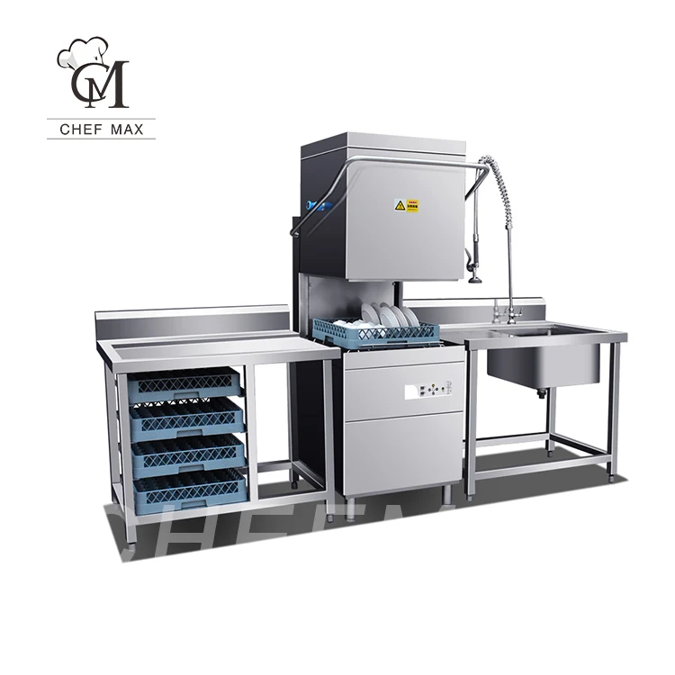 Commercial Kitchen 16KW Freestanding Automatic Wash Dishes Machine Electric Uncovering Dishwasher
