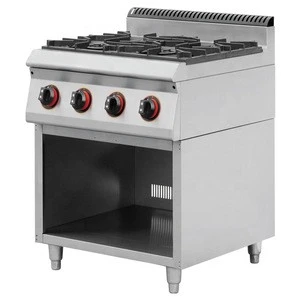 Commercial stainless steel free standing 4 burners gas range with cabinet
