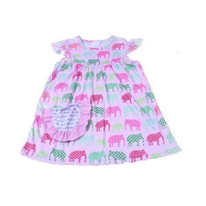 cotton short sleeve summer elephant printing shirt with pocket baby clothes