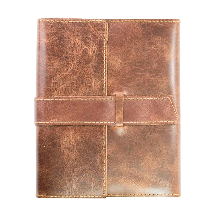 Crazy horse leather journal small moq wholesale leather notebook customized