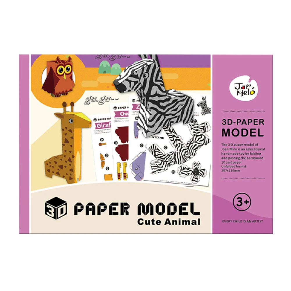 custom children Educational manual origami paper folding game Cute Animal 3D Paper craft Model kit