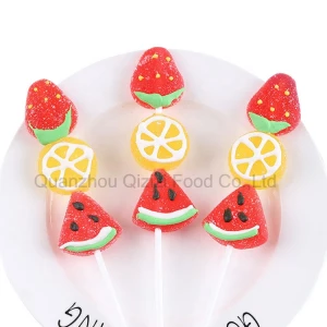 custom fruit shape vitamins C  lollipop sour patch gummy candy