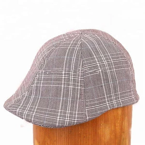 custom mens cotton fitted check news boy ivy caps