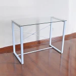 Custom White High Gloss Tempered Glass Metal Office Desk For Computer