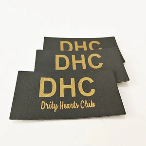 Customized debossed logo fake leather patch, impressed garment PU labels