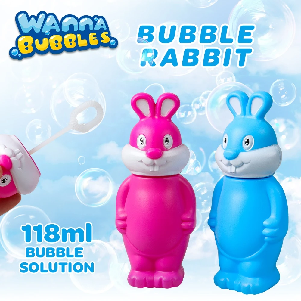Cute 4Oz/118mL Rabbit bottle soap toy bubble liquid solution bubbles water with Bubble Blower