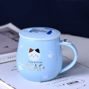 Cute Ceramic Handmade Mug Couple Creative Mug With Lid Sealed Straw Ceramic Mug