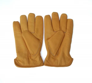 Cycling Gloves Motorbike Riding Leather Gloves Driving Real Leather Lined Leather Drivers Men Style Safety Gloves, Women Yellow
