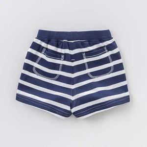 DBA6372 dave bella summer baby fashion 100% cotton clothes infant toddler navy striped pants children boys casual shorts 1 pc