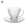 DELI 210ml 7.1oz Fish Scale Design Glass Coffee And Tea Cup Saucer Set for Milk Tea
