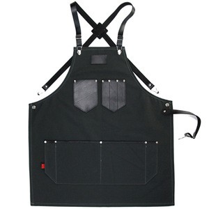 Denim Aprons Made of Jeans Long Back X Leather Strap For Salon Hairdressing Aprons